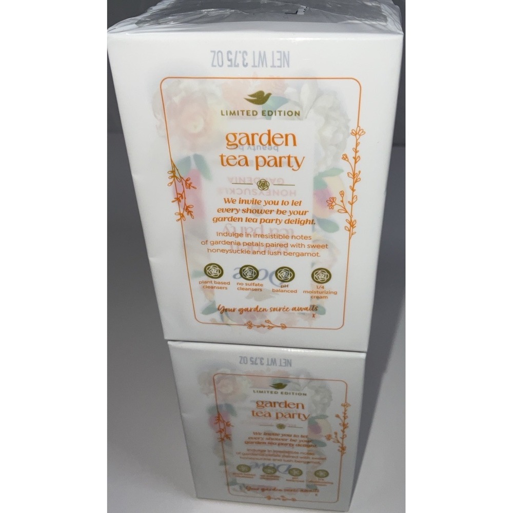 NIP Sealed Dove Garden Tea Party Honeysuckle Gardenia Beauty Bar (2 Packs‎ of 4) - Picture 2 of 2